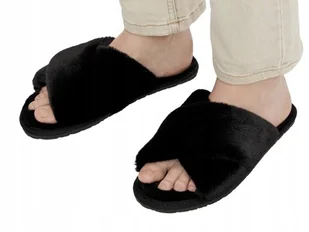 BIANCO CZARNE KAPCIE DAMSKIE Z KRZYŻOWANYM FUTERKIEM 37 TLA - Kapcie damskie BIANCO CZARNE KAPCIE DAMSKIE Z KRZYŻOWANYM FUTERKIEM 37 TLA - Kapcie damskie - miniaturka - grafika 1