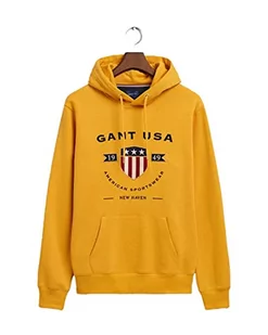 GANT Męska bluza z kapturem D1. Banner Shield Hoodie Bluza z kapturem, złota żółta, standard - Bluzy męskie - miniaturka - grafika 1