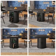 Stoły - Okrągły rozkładany owalny stół jadalny z 2 drzwiami przesuwnymi - 118(158) x 118 x 76,8 cm - MDF - Czarny - miniaturka - grafika 1