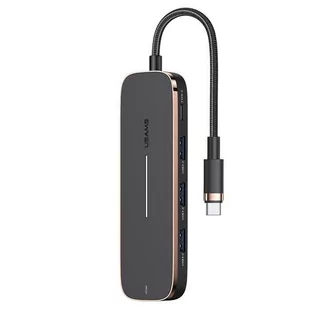 USAMS Adapter HUB 3xUSB + USB-C + HDMI czarny/black SJ578HUB01 (US-SJ578) - Moduły wifi i przekaźniki sygnału - miniaturka - grafika 1