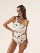 Stroje kąpielowe - Strój plażowy jednoczęściowy Firenze Esotiq kremowy S/65D - miniaturka - grafika 1