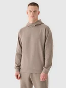 Bluzy męskie - 4F Bluza dresowa nierozpinana z kapturem męska - brązowa S - miniaturka - grafika 1