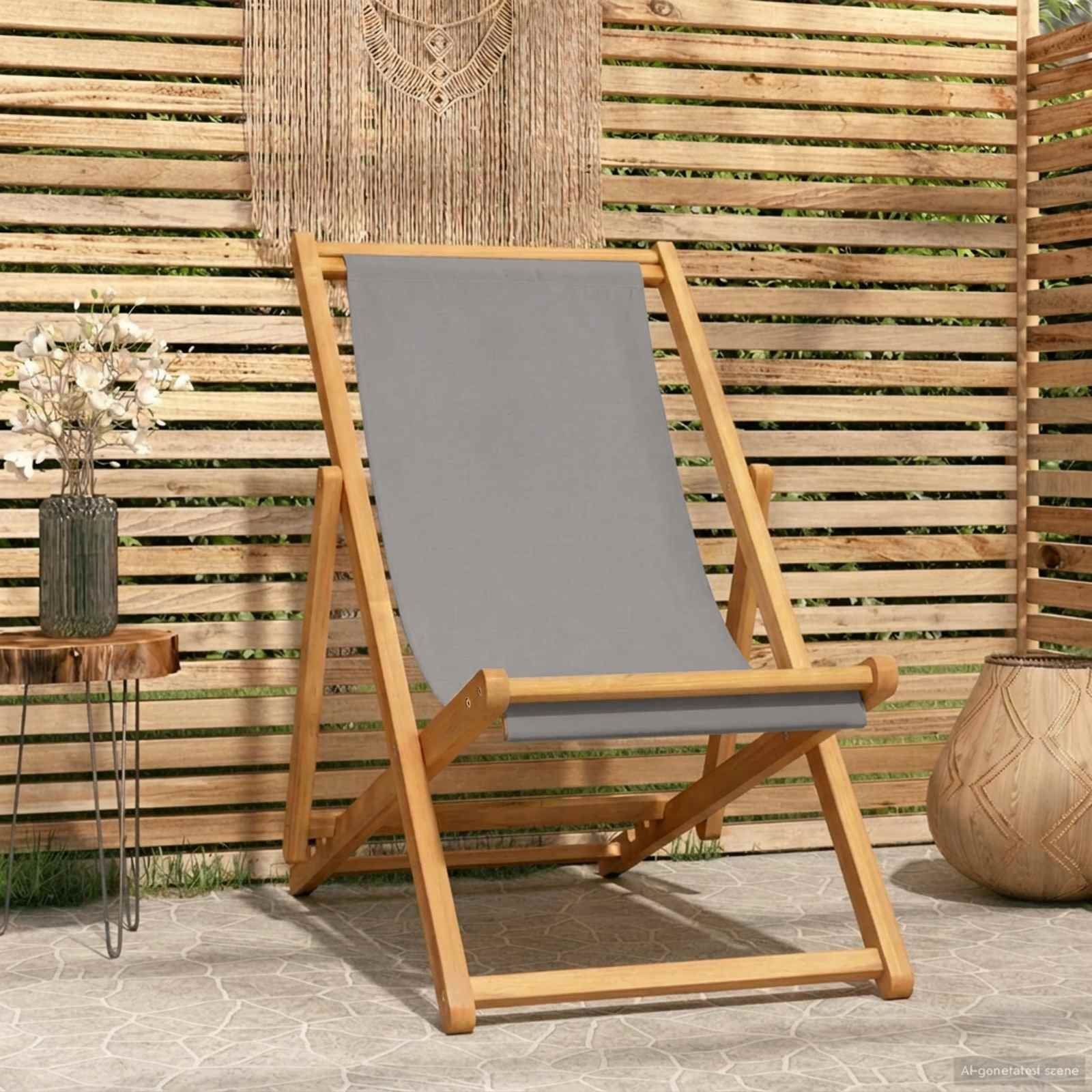 vidaXL Krzesło plażowe jasnoszary Lite drewno teakowe 42032664