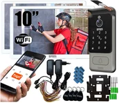 Wideodomofony - Wideodomofon 2-żyłowy 5Tech 82228 na 2 monitory 10'' Virgo Plus Podświetlany szyfrator, kąt widzenia 160deg;, czytnik zbliżeniowy Aplikacja Tyua - miniaturka - grafika 1