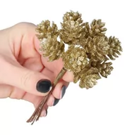 Ozdoby bożonarodzeniowe - SZYSZKI Z BROKATEM NA DRUCIKU 12SZT GAŁĄZKA STROIK - miniaturka - grafika 1