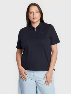 Koszulki sportowe damskie - Tommy Hilfiger Curve Polo Essential WW0WW28555 Granatowy Regular Fit - grafika 1