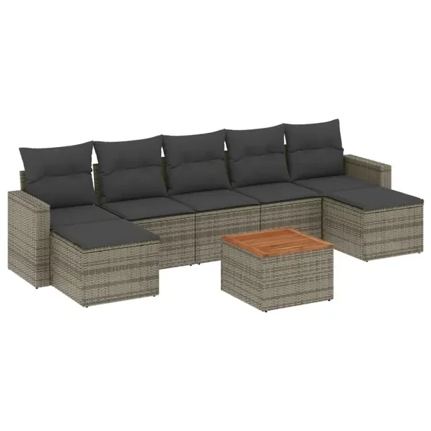 Zestaw mebli ogrodowych modułowych szary rattan PE z poduszkami 55x62x69 c