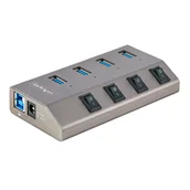 Huby USB - StarTech 5G4AIBS-USB-HUB-EU huby i koncentratory USB 3.2 Gen 1 (3.1 Gen 1) Type-B 5000 Mbit/s Szary - miniaturka - grafika 1
