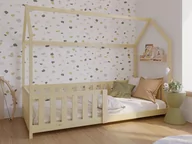 Łóżka dla dzieci i młodzieży - Łóżko dziecięce Domek 80x160 z barierką i stelażem kolor sosna D7 - miniaturka - grafika 1