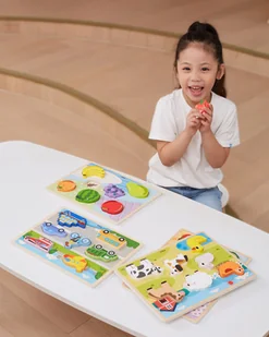 VIGA Drewniane Puzzle Układanka Montessori 2w1 Figurki Farma - Układanki dla dzieci - miniaturka - grafika 9