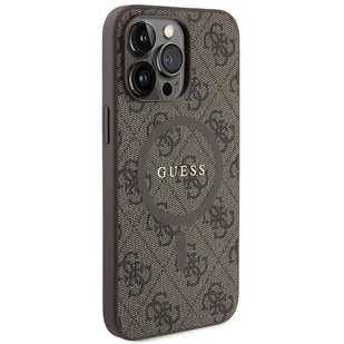Etui Guess GUHMP14LG4GFRW Apple iPhone 14 Pro hardcase 4G Collection Leather Metal Logo MagSafe brązowe/brown - Etui i futerały do telefonów - miniaturka - grafika 5