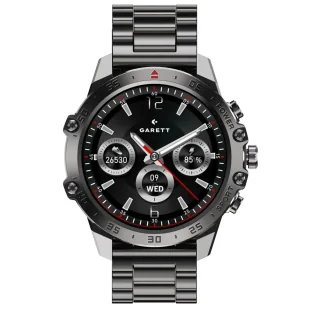 Garett V14 Czarny stalowy + pasek - Smartwatch - miniaturka - grafika 1