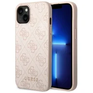 Etui i futerały do telefonów - Etui Guess Metal Gold Logo do Apple iPhone 14 Plus Różowy - miniaturka - grafika 1