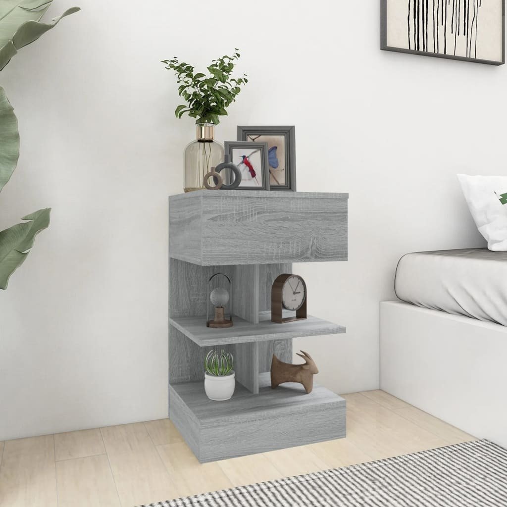 The Living Store Szafki nocne 2 szt. Sonoma szara 40x35x65 cm Materiał drewnopochodny