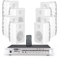 Głośniki i kolumny - AudioPort Zestaw białych głośników naściennych 8x 4'' z 2-strefowym wzmacniaczem one size - miniaturka - grafika 1