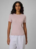 Koszulki i topy damskie - 4F T-shirt slim prążkowany damski - różowy XS - miniaturka - grafika 1