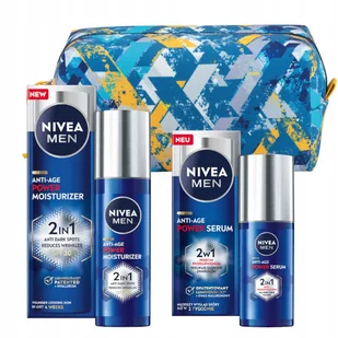 NIVEA MEN ANTI-AGE POWER Krem przeciwzmarszczkowy + Serum + Kosmetyczka - Serum do twarzy - miniaturka - grafika 1