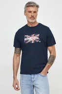 Koszulki męskie - Pepe Jeans t-shirt bawełniany Clag męski kolor granatowy z nadrukiem - miniaturka - grafika 1