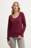 Bluzki damskie - Tommy Hilfiger longsleeve lounge kolor bordowy UW0UW05228 - miniaturka - grafika 1