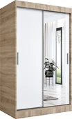 Szafy - MKPOL Szafa przesuwna MODUO COMFORT 120 dąb sonoma/biała mat z lustrem po prawej - miniaturka - grafika 1
