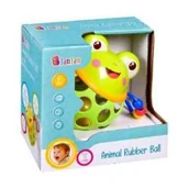 Grzechotki dla dzieci - Bambam Kula gumowa z grzechotką żaba 383721 - miniaturka - grafika 1