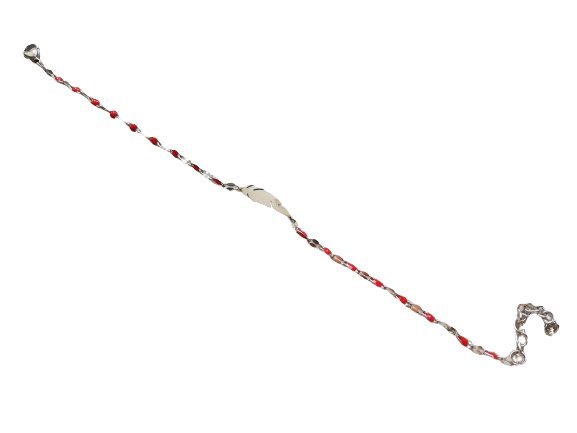 Bransoletka Czerwona Pióro Piórko Srebrna Stal