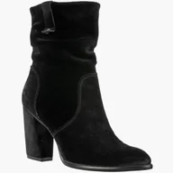 Kozaki damskie - Botki Damskie Skórzane Krótkie Kozaki Ocieplane Zimowe Czarne Simen 2240A Czarny 37 - miniaturka - grafika 1