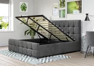 Łóżka - ŁÓŻKO TAPICEROWANE 160X200 LB-47 SZARE WELUR - miniaturka - grafika 1