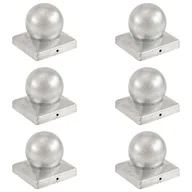 Akcesoria do ogrodzeń - vidaXL Zatyczki na słupki, 6 szt., kule, metal, 101x101 mm - miniaturka - grafika 1