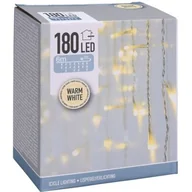 Dekoracje domu - LAMPKI CHOINKOWE KURTYNA ŚWIETLNA ZEW 180 LED STEROWNIK TIMER CIEPŁY BIAŁY KABEL TRANSPARENTNY - miniaturka - grafika 1