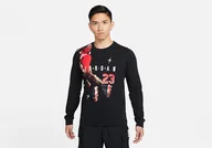 Koszulki męskie - Nike Air Jordan Holiday Brand Long Sleeve Crew Black - miniaturka - grafika 1