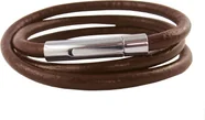 Skórzany naszyjnik męski 4 mm brązowy o długości 17-100 cm z zapięciem dźwigniowym srebrnym okrągłym, długość: 50 centymetrów