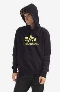 Alpha Industries bluza męska kolor czarny z kapturem z nadrukiem 178312NP.478-CZARNY - Bluzy męskie - miniaturka - grafika 1