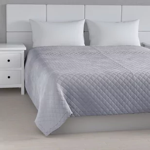 Narzuta pikowana w romby, srebrzysty szary, 60 x 120cm, Posh Velvet - Narzuty - miniaturka - grafika 1