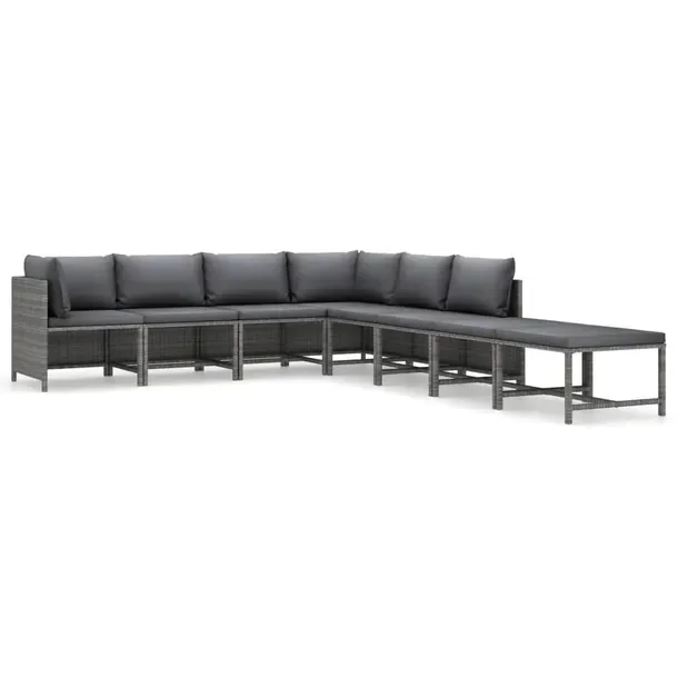 Zestaw Ogrodowy z Polirattanu, Szary/Antracytowy, Sofa Narożna 60x60x60 cm