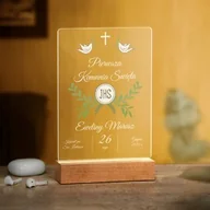 Pamiątka Pierwszej Komunii Świętej - Lampka ramka L z wydrukiem na szkle akrylowym i podświetleniem LEDdla dziewczynki na komunię - miniaturka - grafika 1