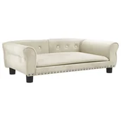 Legowiska dla psów - vidaXL Legowisko dla psa, kremowe, 95x55x30 cm, aksamitne - miniaturka - grafika 1