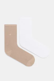 Calvin Klein skarpetki 2-pack damskie kolor beżowy 701230656 - Skarpetki damskie - miniaturka - grafika 1