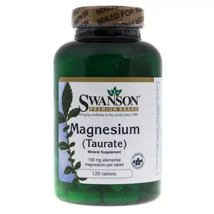 SWANSON Taurynian Magnezu (Magnesium Taurate) 100mg - (120 tab) - Witaminy i minerały dla sportowców - miniaturka - grafika 1