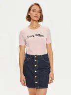 Koszulki i topy damskie - Tommy Hilfiger T-Shirt Script WW0WW42589 Różowy Regular Fit - miniaturka - grafika 1