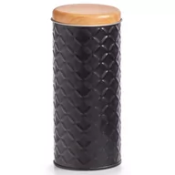 Pojemniki kuchenne - Zeller Pojemnik do przechowywania SCANDI wysoki okrągły bambusowa pokrywka czarny 19334 - miniaturka - grafika 1