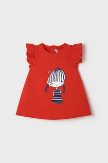 Sukienki - Mayoral Mayoral Sukienka dziecięca kolor czerwony mini prosta - grafika 1