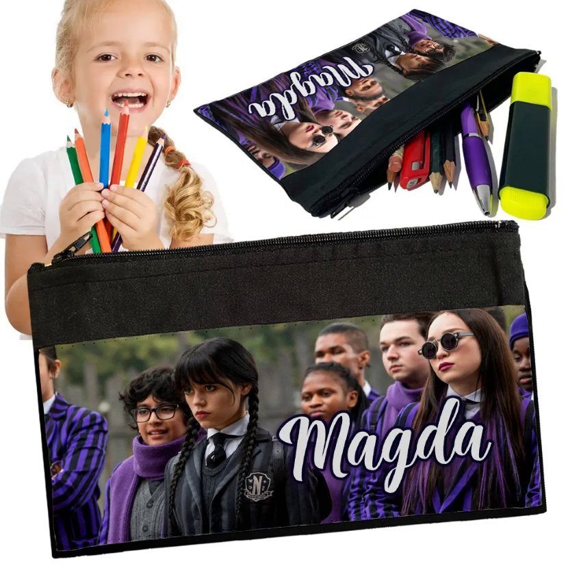 Personalizowany Piórnik WEDNESDAY ADDAMS - Saszetka Nadruk imienia Prezent