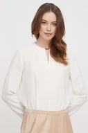 Bluzki damskie - Calvin Klein bluzka damska kolor beżowy gładka - miniaturka - grafika 1