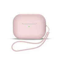 Akcesoria do słuchawek - HURTEL etui do słuchawek AirPods 1 / 2 + pasek smycz na nadgarstek różowe - miniaturka - grafika 1
