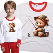 Piżamy dla dziewczynek - Piżama dziecięca Pluszowy Miś Wędkarz Łowiący Rybę Dzień Misia 98/104 - VoloDonum - miniaturka - grafika 1