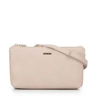 Torebki damskie - Crossbody z ekoskóry dwukomorowa beżowo - szara - miniaturka - grafika 1