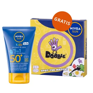 Nivea Sun Kids Protect & Care 5w1, balsam ochronny do opalania dla dzieci, SPF 50+, 50 ml + Dobble gra gratis - Kremy dla dzieci - miniaturka - grafika 1