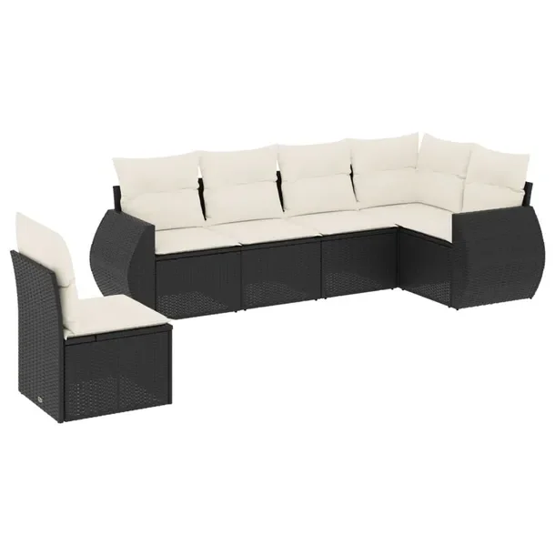Zestaw mebli ogrodowych modułowych czarny rattan PE 71 x 62 x 69 cm