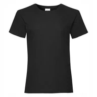 Koszulki dla dziewczynek - T-Shirt Koszulka Dziewczęca BAWEŁNA Fruit of the Loom 61005 CZARNA 104 - miniaturka - grafika 1